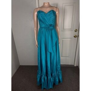 Vintage 70s 80s Alyce Designs Prom Dress 8 Strapless Formal Party Maxi  G18